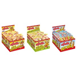 eFrutti Gummi Candy Variety, Mini Burgers, Sour Mini Burgers, and Mini Hot Dogs, .32 Ounce (Pack of 180) - with MYD Bag Clip