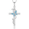 YL Cross Butterfly Twisted Flower Necklace for Women, Solid Sterling