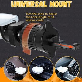 Snack & Go Dip Clip, Secure Car Sauce Holder with Adjustable Vent Hook & Rotatable Swivel Tray for Mess-Free Ketchup and Dipping Sauces (2-Pack, White)