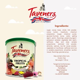 Taveners Fruit Drops - Mixed Fruit Hard Candy in Handy Cup Holder Tub - Premium British Candy - Old Fashioned Candy for Refreshment or Travelling - No Artificial Flavors & Colors Added (7.1 oz)