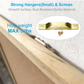 YHYZ Sawtooth Picture Hangers Bulk (Small ), 60pcs Gold Sawtooth Hangers / Hooks with 120pcs Screws + Screwdriver, for Picture Frame Painting Photos Artwork Clock Home Decoration (60 Sets, Small)