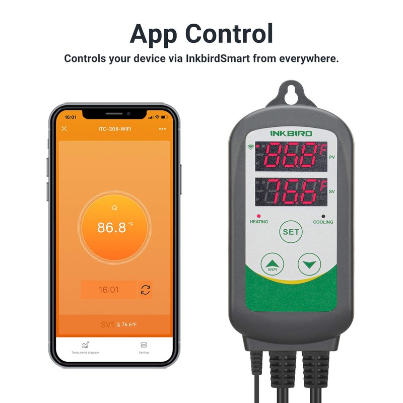 Inkbird WiFi ITC-308 Digital Temperature Controller Aquarium Thermostat for Aquarium