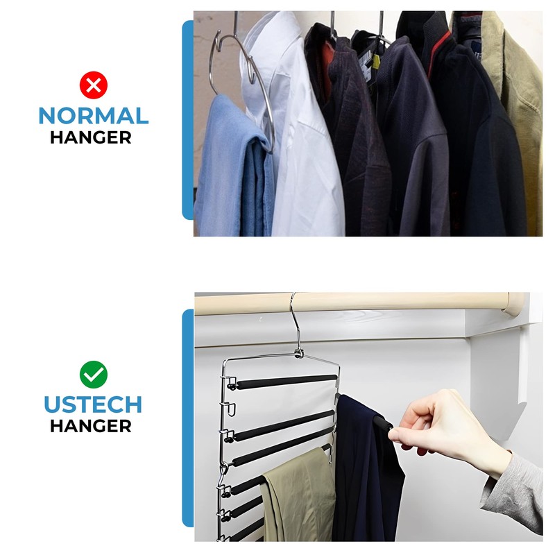 USTECH Arm Pants Hanger-8 Tier, Multi Tier Swing Hanger with