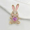CYPINA Adorable Pink Enamel CZ Bunny Rabbit Brooch Pin with
