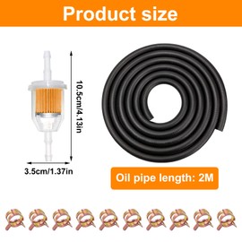 Fuel Hose Kit 2 Metre Fuel Line Diameter 5 mm Inner Diameter Fuel Hose with 10 Hose Clips and 4 Fuel Filters for Car Motorcycle Scooter