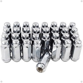 Wheel Accessories Parts 32 PC Aftermarket Chrome Lug Nuts 14x2.0 Thread Bulge Acorn 2.25" Long for Trucks 19mm(3/4") Hex Wheel Lug Nuts 14x2.0 (32, M14x2.0, Chrome)