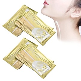 Mascarilla Antiarrugas Para El Cuello, 10 Piezas Mascarilla De Colágeno Para El Cuello Mascarilla Reafirmante Nutritiva Para La Piel Del Cuello Para El Tratamiento De Las Arrugas Del(28*15*6Cm-Gold)
