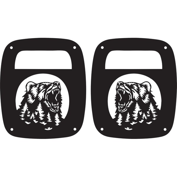 JeepTails Growling Bear Tail lamp Light Covers Compatible with Jeep