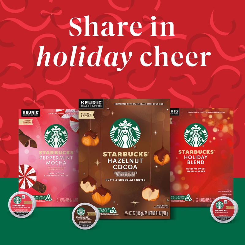 Starbucks K-Cup Coffee Pods, Peppermint Mocha Flavored Coffee for Keurig