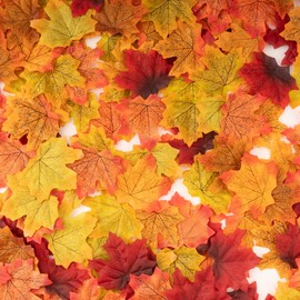 HARSOML 200 Pieces Artificial Maple Leaves Mixed Colors Fall Leaves for Autumn Decor, Thanksgiving, Crafting, and Table Centerpieces, Multicolored