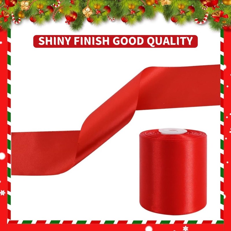 LATERN 20M Christmas Satin Ribbon, 10.2CM Width Thick Satin Ribbon
