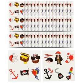 com-four® 96 x Temporary Pirate Tattoos for Children - Decal Set for Boys & Girls - Party Bags Children's Birthday, Party Gifts, Treasure Hunt, Pirate Theme Party