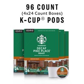 Starbucks Starbucks K-Cup Coffee Pods, Medium Roast Coffee, Decaf Pike Place Roast, 100% Arabica, 4 boxes (96 pods total)