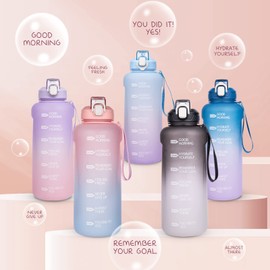 DEARRAY 2 Litre Large Tritan Water Bottle with Straw & Time Marking, 2 Litres, BPA-Free, Motivational Water Bottle with Time, 2000 ml, Motivational Sports Bottle for Gym, Fitness, Hiking