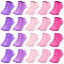 ZERULETS Toddler kids Girls Socks, 20 Pairs Kids Ankle Athletic Low Cut Socks for Girls Children Aged 1-13(Mixed Color A, 7-10 Years)