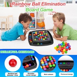Intellectual Chessboard - Dual Duel, Intellectual Chess Board, Rainbow Ball Elimination Game, Intellectual Games for Kids and Adults, Tabletop Strategy Puzzle Games for Birthday Christmas (48PCS)
