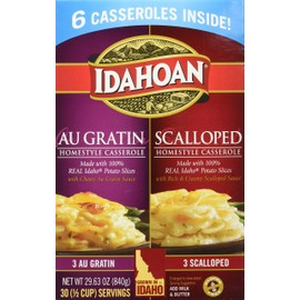 Idahoan Au Gratin and Scalloped Homestyle Casserole Potatoes, Made with Gluten-Free 100-Percent Real Idaho Potatoes, Combo Pack of 6 Boxes (5 Servings Each)