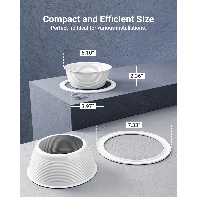 Sunco 12 Pack 6 Inch Ceiling Can Light Trim, Step