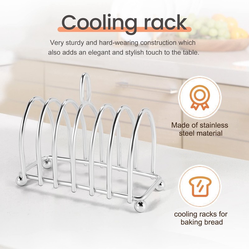 Zicojia Toast Bread Rack Holder 6 Stainless Steel Toast Rack