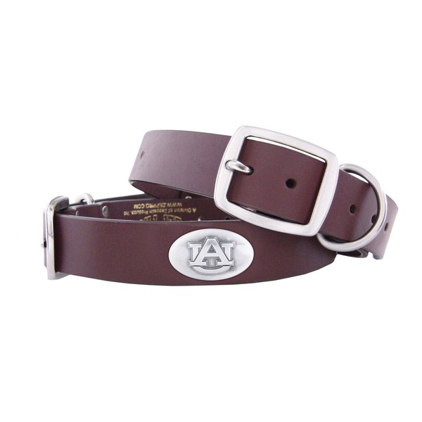 ZEP-PRO Auburn Tigers Brown Leather Concho Dog Collar, Medium