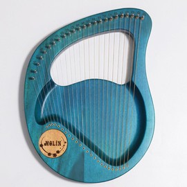 24-String Lyre Harp Metal Strings Instrument with Tuning Wrench, Carrying Bag and Extra Strings