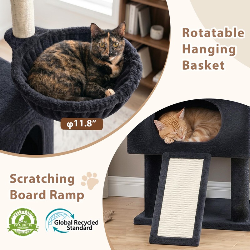 Gitelsnour Cat Tree, 78.7'' Cat Tower, 2 Big Condos for