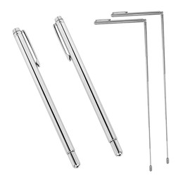 2 PCS Dowsing Rods, Durable Brass Tools Water Detector Measuring Instruments with Handles Copper Dowsing Divining Rods Detector for Ghost Hunting Tools, Divining Water, Treasure, Buried Items Silver