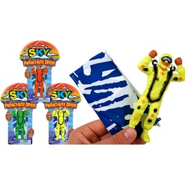 JA-RU Parachute Action Figure Toys (3 Toy Assorted Color) Flying Glider Army Men for Kids, Boys & Girls. Outdoor Fun Summer Yard Games. Bulk Party Favors Stocking Stuffers. 2306-3s
