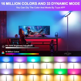 Caupel Dual-Side LED RGB Floor Lamp, 36W/3000LM Bright Standing Lamp with 16M RGB and 3-Color Adjustble, Remote & App Control, Anti-Tip Torchiere Tall Lamps for Living Room Bedroom Office Gaming Party