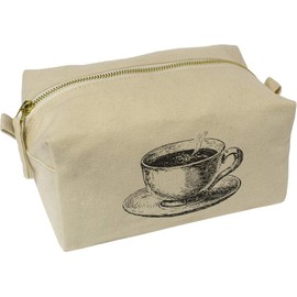 'Vintage Coffee Cup' Canvas Wash Bag/Makeup Case (CS00044830)