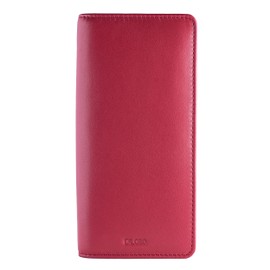 DiLoro Leather Zippered Triple or Quad Pen Case Pencil Pouch Holder for Three or Four Fountain Ballpoint Rollerball Pens or Glasses (Nappa Red)