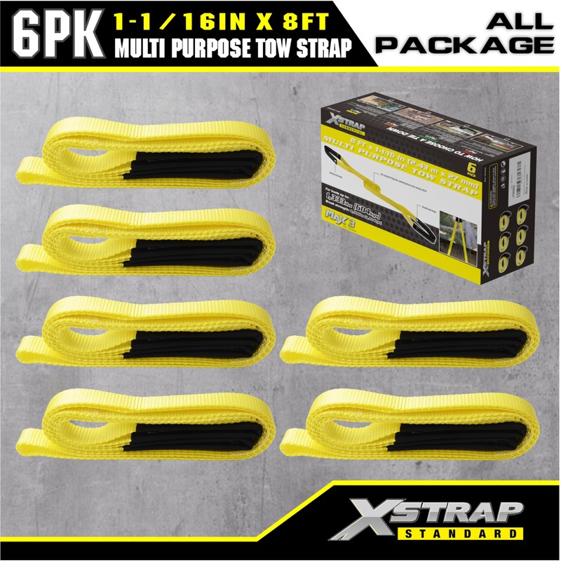 XSTRAP STANDARD 6PK 1" x8' Lift Sling Web Strap/Wear Guard
