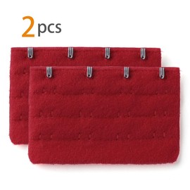 Allegra K 2 Pcs Ladies 3 x 4 Hook Bra Extenders Strap Extention Hot Red One Size