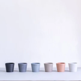 AND PLANTS Pot Cover, No. 3, For Stylish Interior with Matte Texture, Ecopots Amsterdam (Gray), Table-S Size