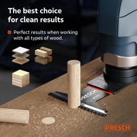 Presch Multitool Blade for Wood 40x65mm - Starlock Multitool blade for tool-free replacement - Clean, precise results thanks to Japanese toothing & Curved-Tec design - Precise oscillating saw blade