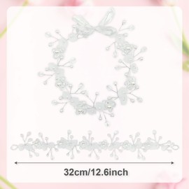 UILYNIU 3 Pcs Rhinestone Bridal Headband, Pearl Hair Dress, Crystal Pearl Headband, Flower Headpiece, Wedding Hair Accessories, Hair Accessories for Wedding, Engagement, Valentine'S Day (White)