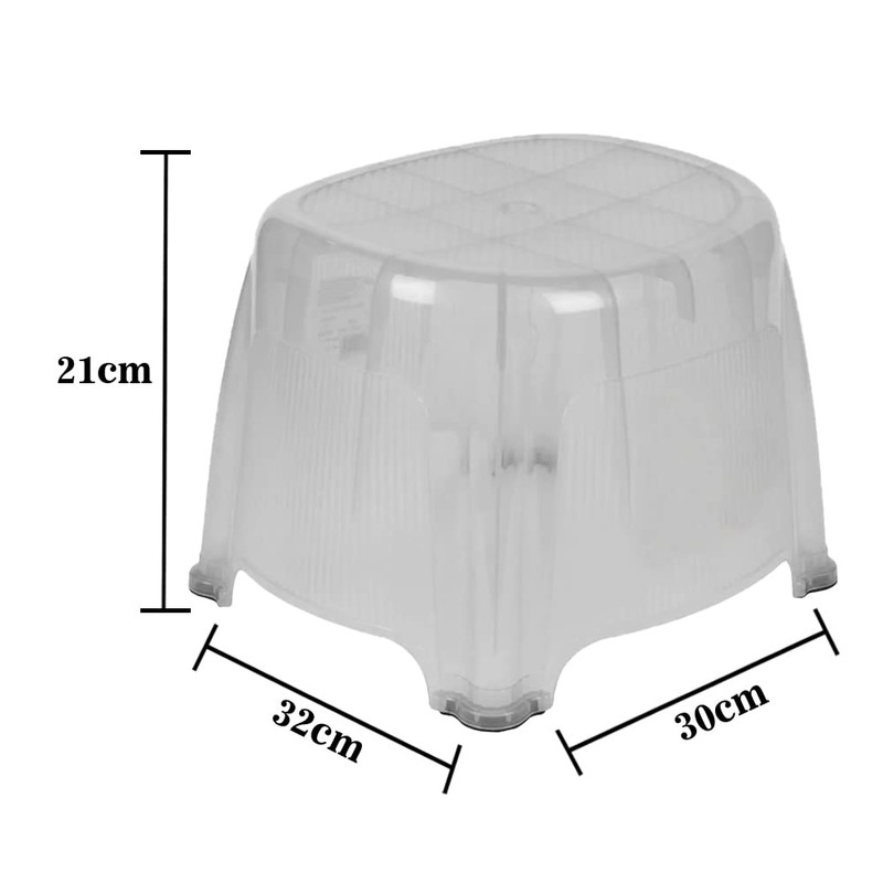 Lucent Transparent Plastic Rib Bath Stool with Four Anti Slip