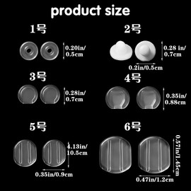 90pcs 6 Size Earring Pads for Clip On Earrings Silicone Comfort Earring Cushions Anti-Pain Ear Clips Pad for Sports Wedding Party Daily Wear Clear White