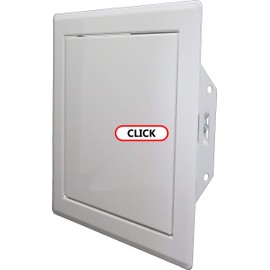 8" x 8" Inch Access Panel Door with Click Mechanism - Galvanized Steel for Outdoor and Indoor Use - Opening Flap Cover Plate - Door Latch - Inspection Hatch, White Polymer Coating, Push to Open/Close
