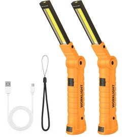Suranew Rechargeable LED Work Light for Mechanics - Yellow Magnetic Base 360° Rotatable Flashlight, 5 Modes Valentine’s Day Gifts for Men Him - Ideal for Car Repair, Camping & Workshop Tools