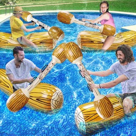 [Upgraded Log Rafts] 4 Pcs Jumbo Inflatable Battle Log Pool Game - 2 Players Inflatable Floating Toy for Kids Adults, Family Pool Fighting Float Row Toys for Pool Parties, Beach, Summer Outdoor Sports