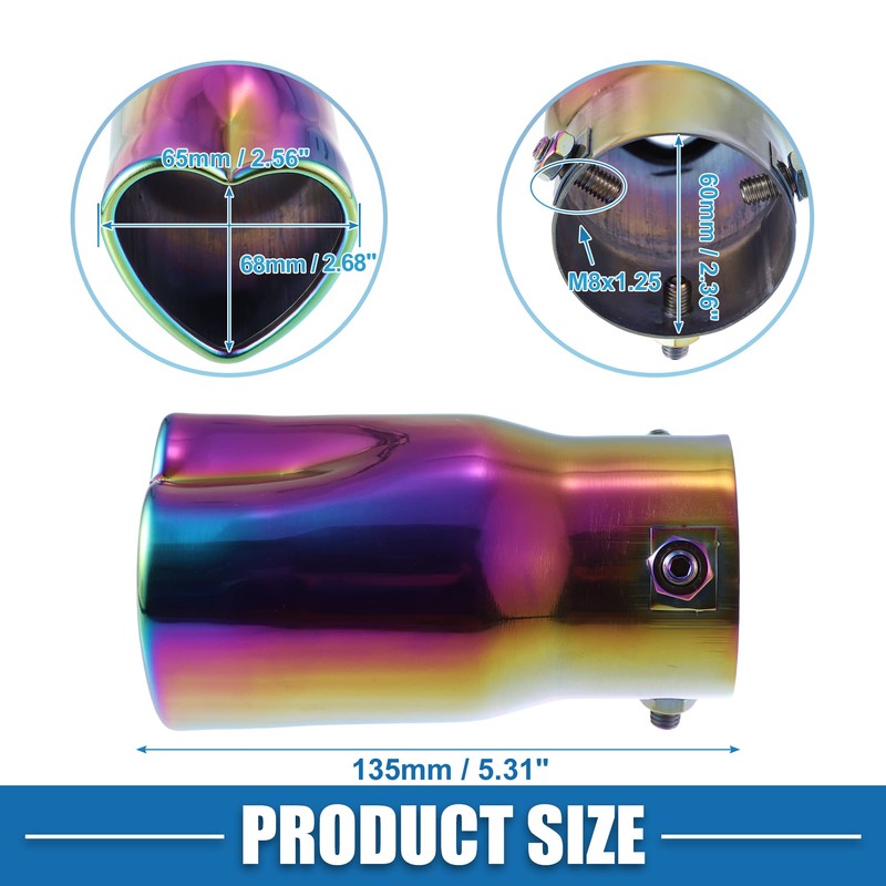 A ABSOPRO Car Exhaust Tip Pipe Heart Shape 2.5 Inch