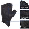 Harssidanzar Mens Gloves Half Finger Goatskin Leather Motorcycle Gloves GM037UK,Black,Size
