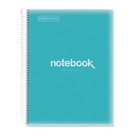 Miquelrius - Notebook A4 Notebook Emotions 120 Sheets 90 g/m² Grid 5 x 5 mm 5 Coloured Stripes Micro-Perforated Spiral Polypropylene Cover Sky Blue