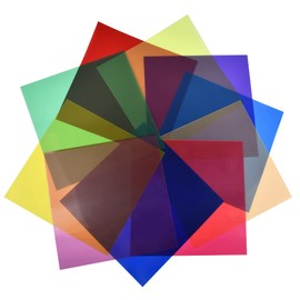 OTYMIOW 20Pcs Color Gels for Lighting 12 x 12 Inch Colored Plastic Sheets Transparent Color Film Lighting Gel Filter Plastic Sheets Correction for Film, Video, Photograph, Stage - 10 Colors