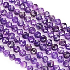 Faceted Round Amethyst Gemstone Beads for Making Jewellery Energy Healing Crystals Jewelry Chakra Crystal Jewerly Beading supplies 8mm 7.5inch, 21-24beads