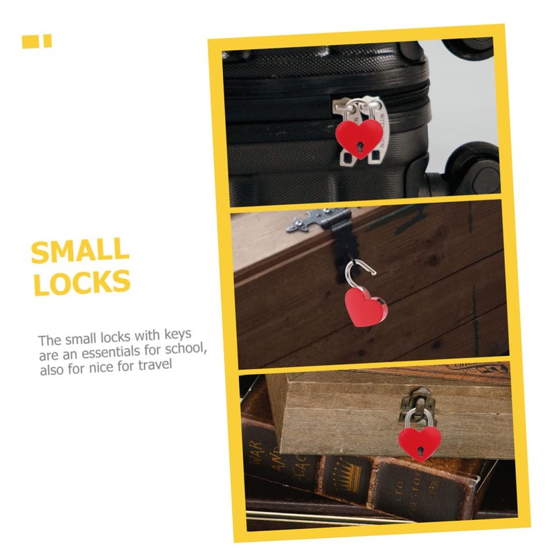 TEHAUX 10 Sets Mini Heart Shaped Padlocks Small Keyed Travel