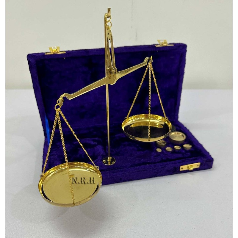 Old Traditional Goldsmith Weight Justice showpiece Brass Weighing Scale Balance