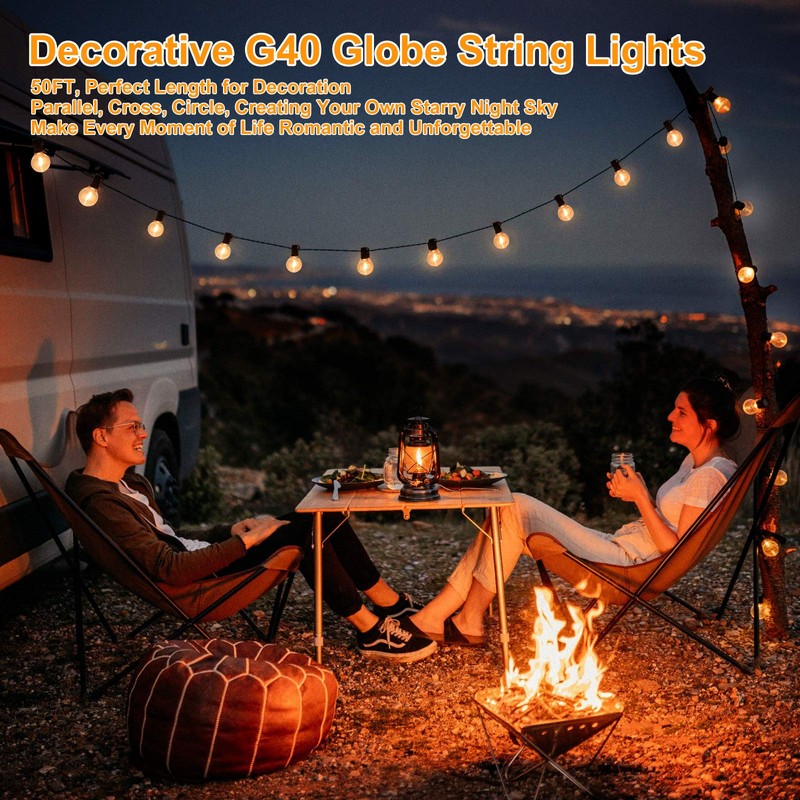 100ft 2-Pack Outdoor G40 LED Globe String Lights Dimmable Waterproof