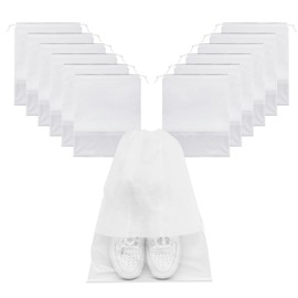 GAOHAN 10 Pcs Travel Shoe Bag,Shoe Bags,Shoe Bags for Travel,Drawstring Non-Woven Shoes Storage Bags with Transparent Window for Daily and Travel Use(White)